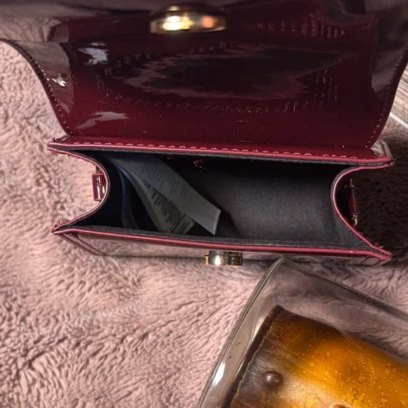 Call It Spring Glossy Burgundy Mini Top-Handle Bag - Picture 10 of 12